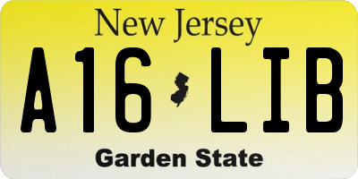 NJ license plate A16LIB
