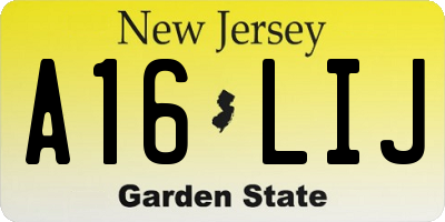 NJ license plate A16LIJ