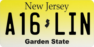 NJ license plate A16LIN