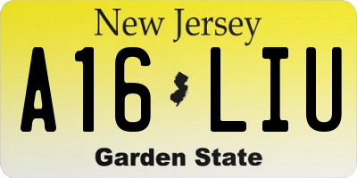 NJ license plate A16LIU