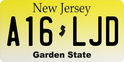 NJ license plate A16LJD