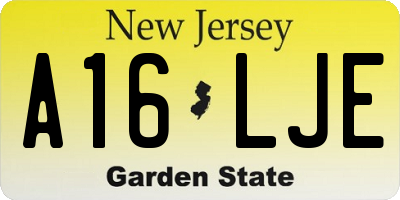 NJ license plate A16LJE