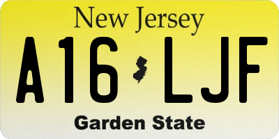 NJ license plate A16LJF