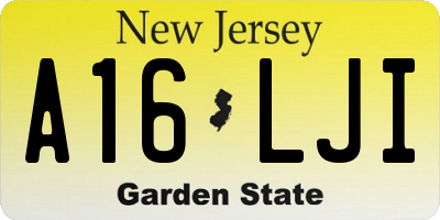 NJ license plate A16LJI