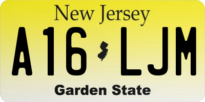 NJ license plate A16LJM