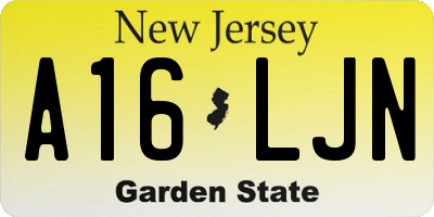 NJ license plate A16LJN
