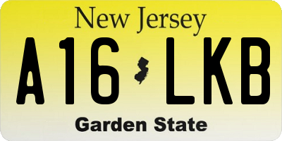 NJ license plate A16LKB
