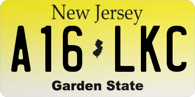 NJ license plate A16LKC