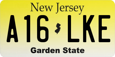 NJ license plate A16LKE