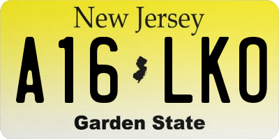 NJ license plate A16LKO