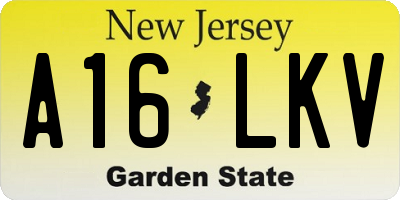 NJ license plate A16LKV