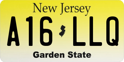 NJ license plate A16LLQ