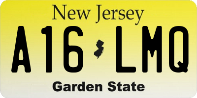 NJ license plate A16LMQ