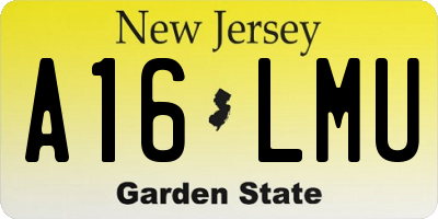 NJ license plate A16LMU