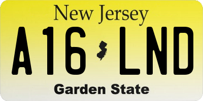 NJ license plate A16LND
