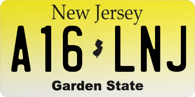 NJ license plate A16LNJ