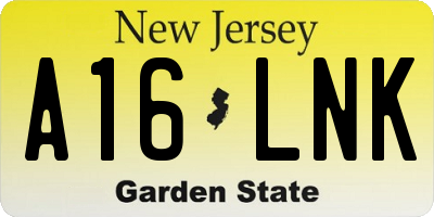 NJ license plate A16LNK