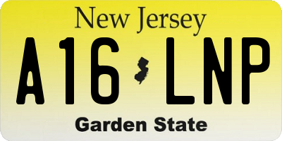 NJ license plate A16LNP