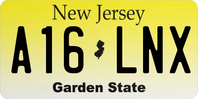 NJ license plate A16LNX