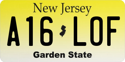 NJ license plate A16LOF