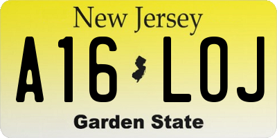 NJ license plate A16LOJ