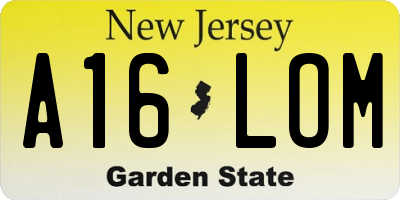 NJ license plate A16LOM