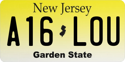 NJ license plate A16LOU