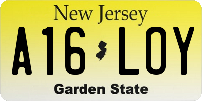 NJ license plate A16LOY