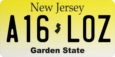 NJ license plate A16LOZ