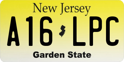 NJ license plate A16LPC