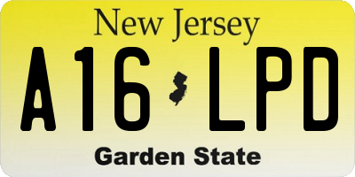 NJ license plate A16LPD