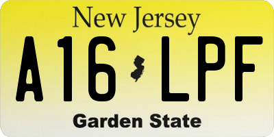 NJ license plate A16LPF