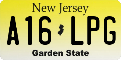 NJ license plate A16LPG