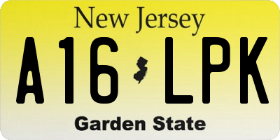 NJ license plate A16LPK