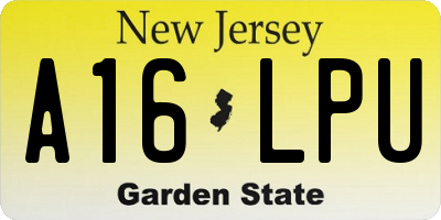 NJ license plate A16LPU