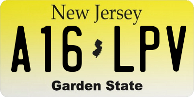 NJ license plate A16LPV