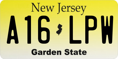 NJ license plate A16LPW