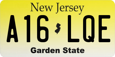NJ license plate A16LQE