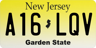 NJ license plate A16LQV