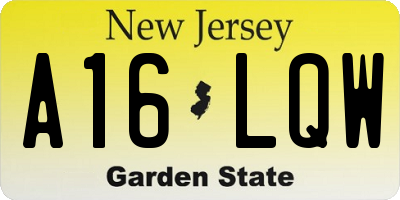NJ license plate A16LQW