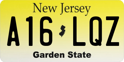NJ license plate A16LQZ