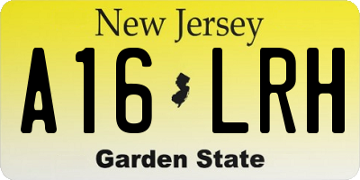 NJ license plate A16LRH