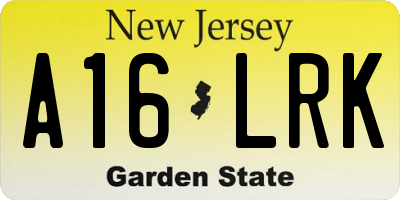 NJ license plate A16LRK