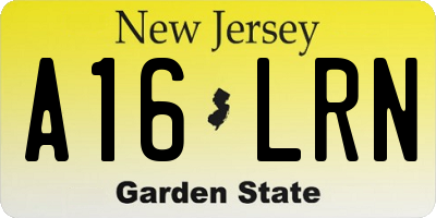 NJ license plate A16LRN