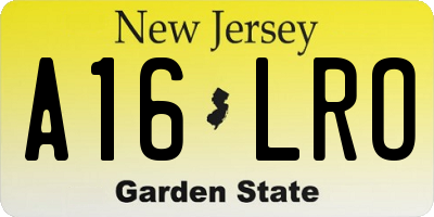 NJ license plate A16LRO