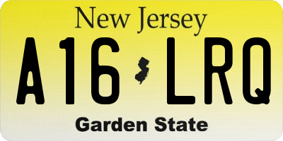 NJ license plate A16LRQ