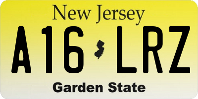 NJ license plate A16LRZ