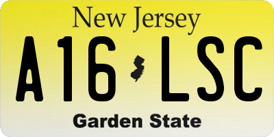 NJ license plate A16LSC