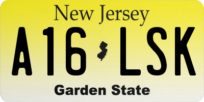 NJ license plate A16LSK