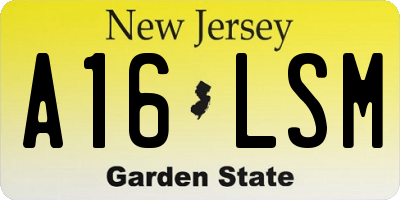 NJ license plate A16LSM